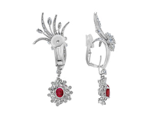 Kazanjian Floral Ruby & Diamond Spray Earrings, in Platinum