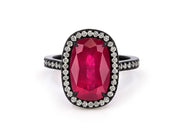 Ruby, 6.25 carats, & Diamond Ring in 18K Blackened Gold