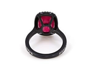 Kazanjian Ruby, 6.25 carats, & Diamond Ring in 18K Blackened Gold