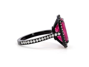 Kazanjian Ruby, 6.25 carats, & Diamond Ring in 18K Blackened Gold