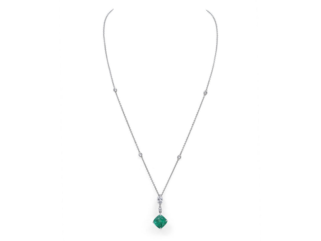 Kazanjian Colombian Emerald and Diamond Pendant, in Platinum