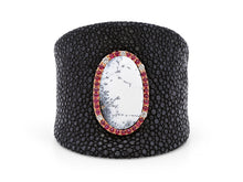 Load image into Gallery viewer, Kazanjian Black Stingray Cuff Bracelet with an Oval Jasper, in 18K Rose Gold
