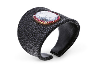 Kazanjian Black Stingray Cuff Bracelet with an Oval Jasper, in 18K Rose Gold