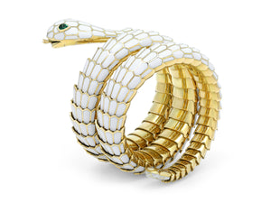 Kazanjian Snake Wrap Bracelet, in White Enamel & 18K Yellow Gold