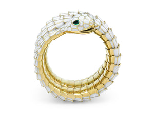 Kazanjian Snake Wrap Bracelet, in White Enamel & 18K Yellow Gold