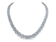 Pear & Round Diamond Double Row Necklace in Platinum