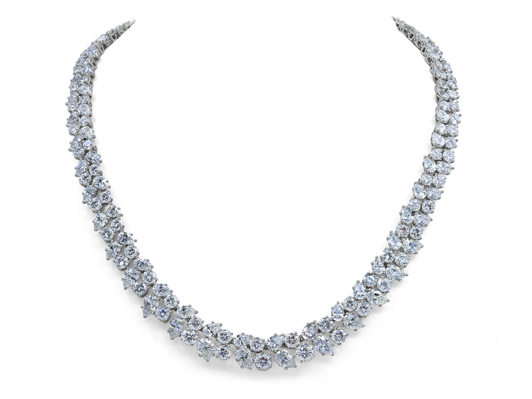 Kazanjian Modern Double Row Diamond Necklace in Platinum