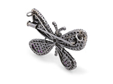 Load image into Gallery viewer, Diamond &amp; Sapphire Butterfly Brooch in 18K White Gold
