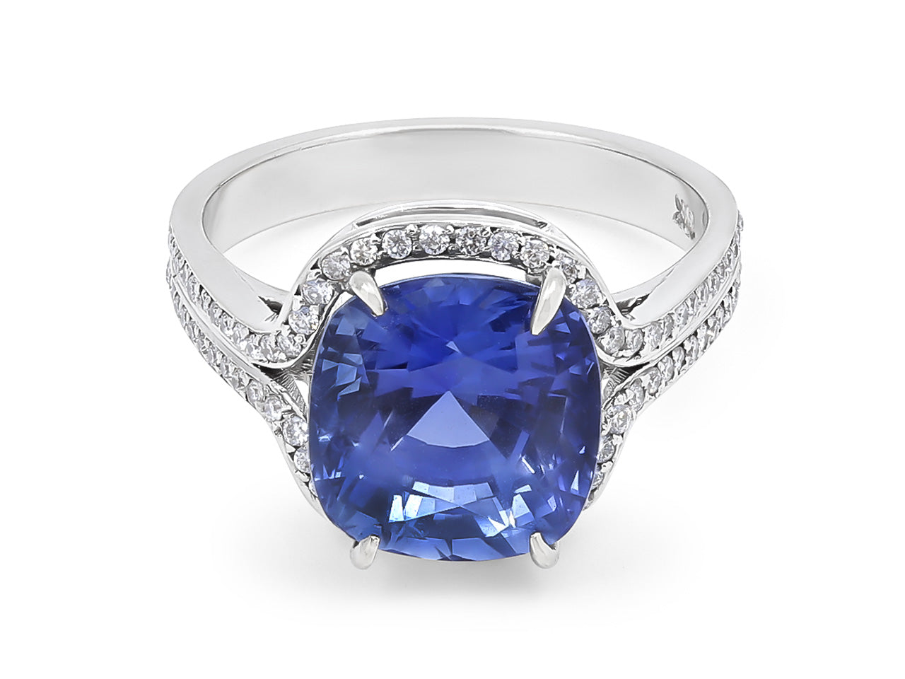 Sapphire, 6.16 carats, Ring in 18K White Gold