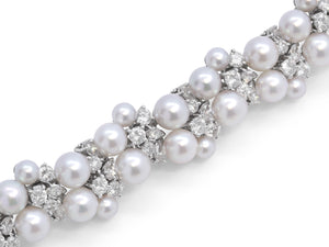 Pearl & Diamond Bracelet in 18K White Gold