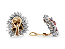 Load image into Gallery viewer, Kazanjian Ruby &amp; Diamond Cluster Earrings, in 18K Yellow &amp; White Gold
