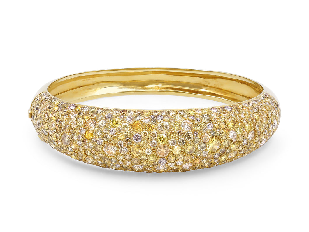 Kazanjian Multi-Colored Diamond Bangle Bracelet, in 18K Yellow Gold