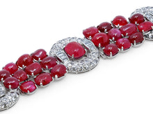 Load image into Gallery viewer, Kazanjian Art Deco Cabochon Ruby &amp; Diamond Bracelet in Platinum
