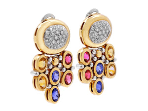 Kazanjian Multi-Colored Sapphire Earrings in 18K Yellow Gold