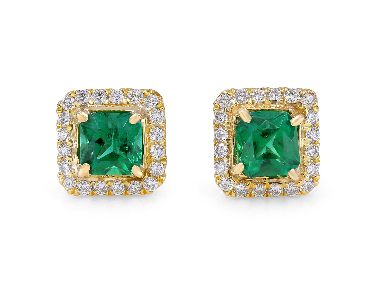 Emerald Studs in 14K Yellow Gold