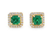 Emerald Studs in 14K Yellow Gold