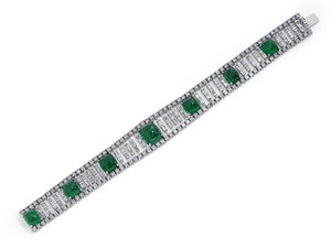 Kazanjian Cabochon Emerald & Diamond Bracelet in 18K White Gold