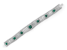 Load image into Gallery viewer, Kazanjian Cabochon Emerald &amp; Diamond Bracelet in 18K White Gold
