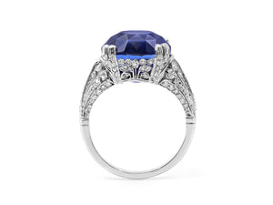 Kazanjian Sapphire, 12.80 carats, & Diamond Ring in Platinum