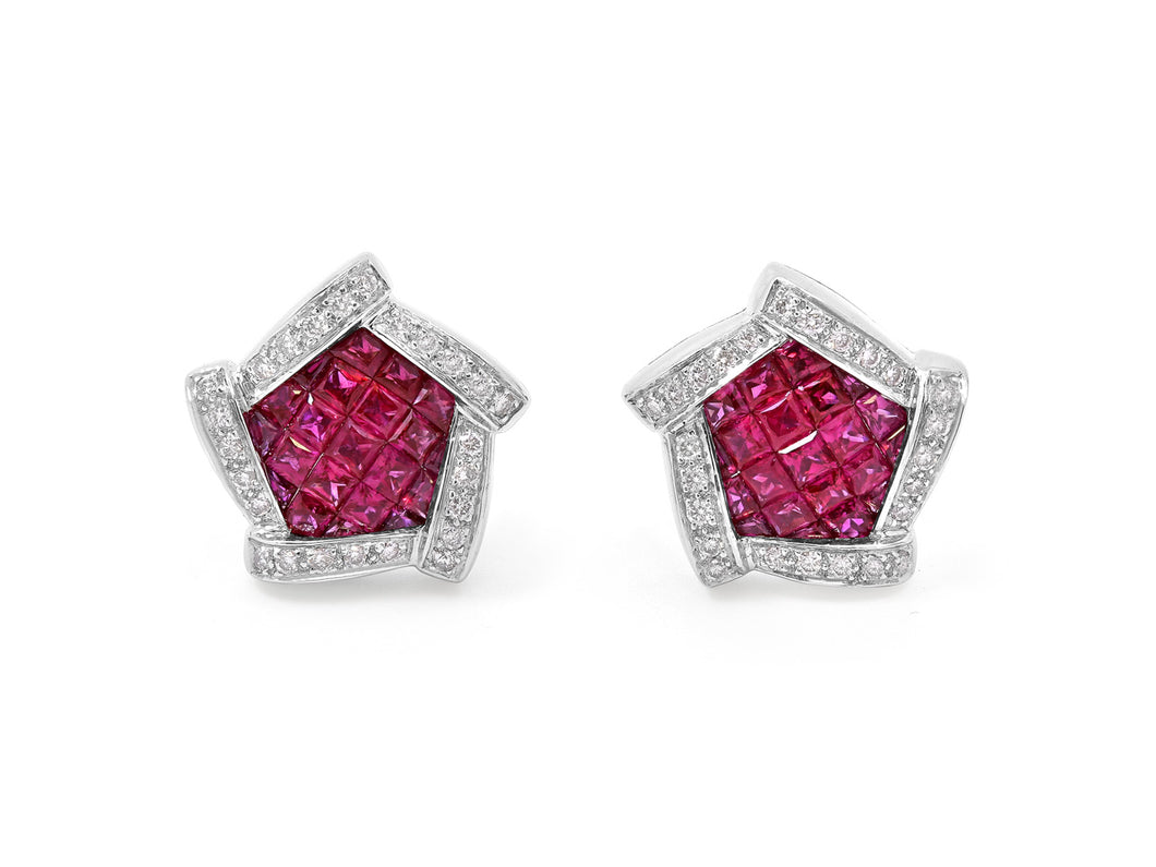 Kazanjian Ruby & Diamond Cufflinks in 18K White Gold