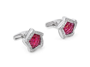 Kazanjian Ruby & Diamond Cufflinks in 18K White Gold