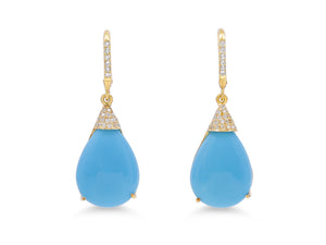 Kazanjian Turquoise & Diamond Drop Earrings in 18K Yellow Gold