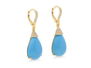 Kazanjian Turquoise & Diamond Drop Earrings in 18K Yellow Gold