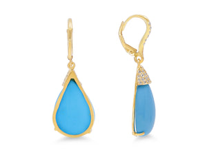 Kazanjian Turquoise & Diamond Drop Earrings in 18K Yellow Gold