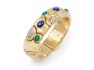 Kazanjian Cabochon Sapphire, Emerald Bracelet in 18K Yellow Gold