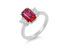 Load image into Gallery viewer, Kazanjian Emerald Cut Ruby, 2.60 Carats, &amp; Diamond Ring in Platinum
