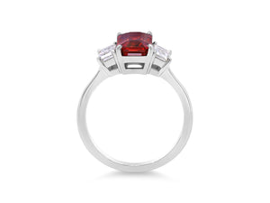 Kazanjian Emerald Cut Ruby, 2.60 Carats, & Diamond Ring in Platinum