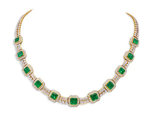 Kazanjian Emerald & Diamond Necklace & Earring Set in 18K Yellow Gold