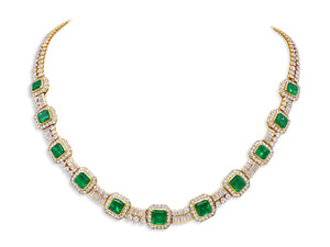 Kazanjian Emerald & Diamond Necklace & Earring Set in 18 Yellow Gold
