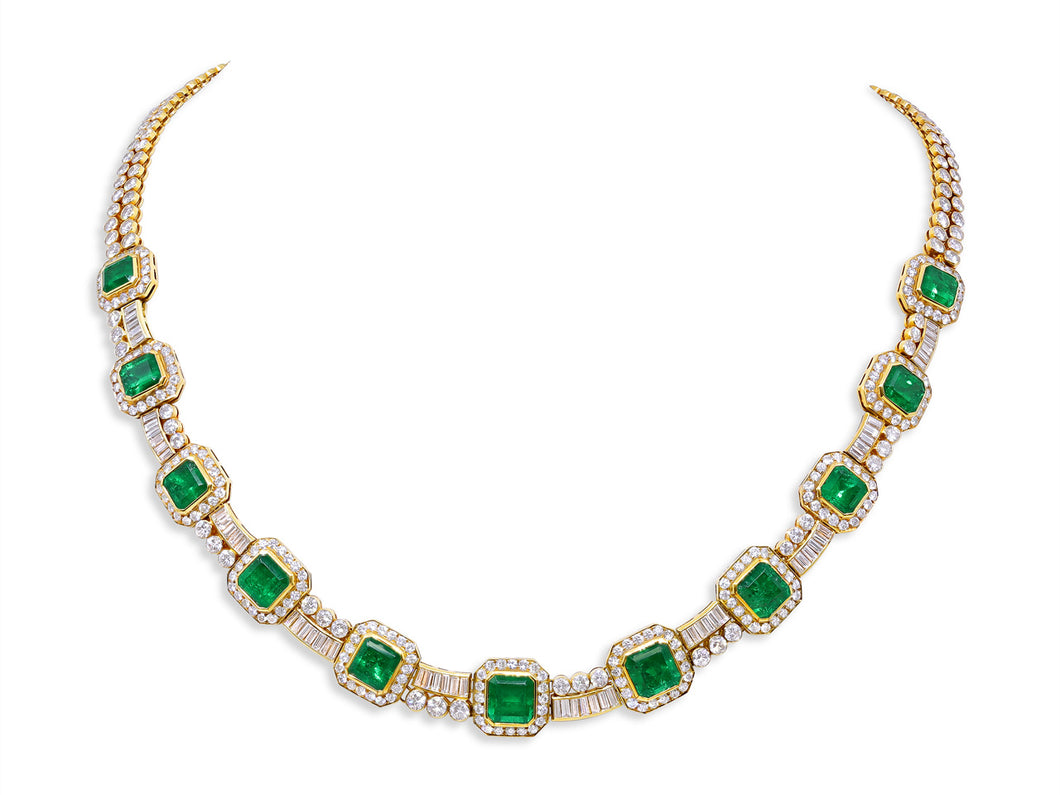 Kazanjian Emerald & Diamond Necklace in 18K Yellow Gold