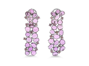 Kazanjian Pink Sapphire Cluster Earrings in 18K White Gold