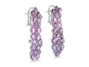 Kazanjian Pink Sapphire Cluster Earrings in 18K White Gold