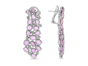 Kazanjian Pink Sapphire Cluster Earrings in 18K White Gold