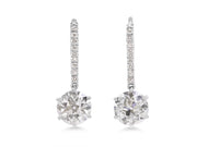 Old European Cut Diamond Drop Earrings in 18K White Gold