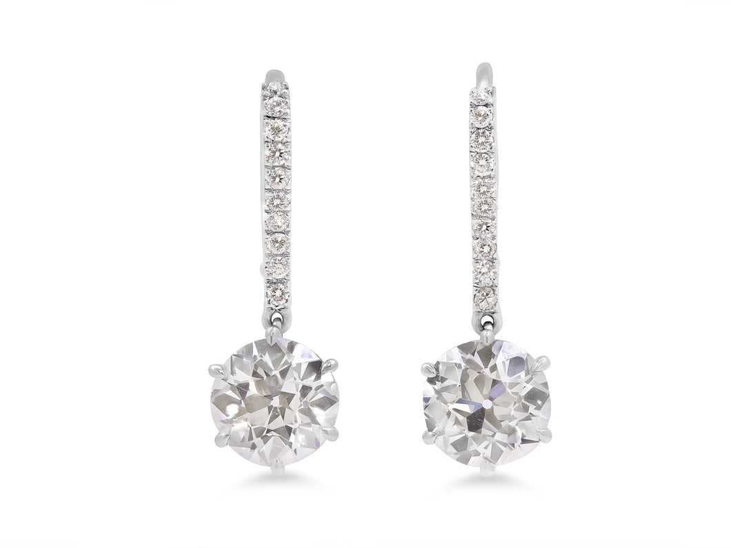 Kazanjian European Cut Diamond Pendant Earrings in 18K White Gold