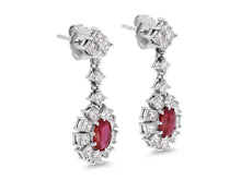 Load image into Gallery viewer, Kazanjian Ruby, 1.72 carats, and Diamond Drop Earrings in 18K White Gold
