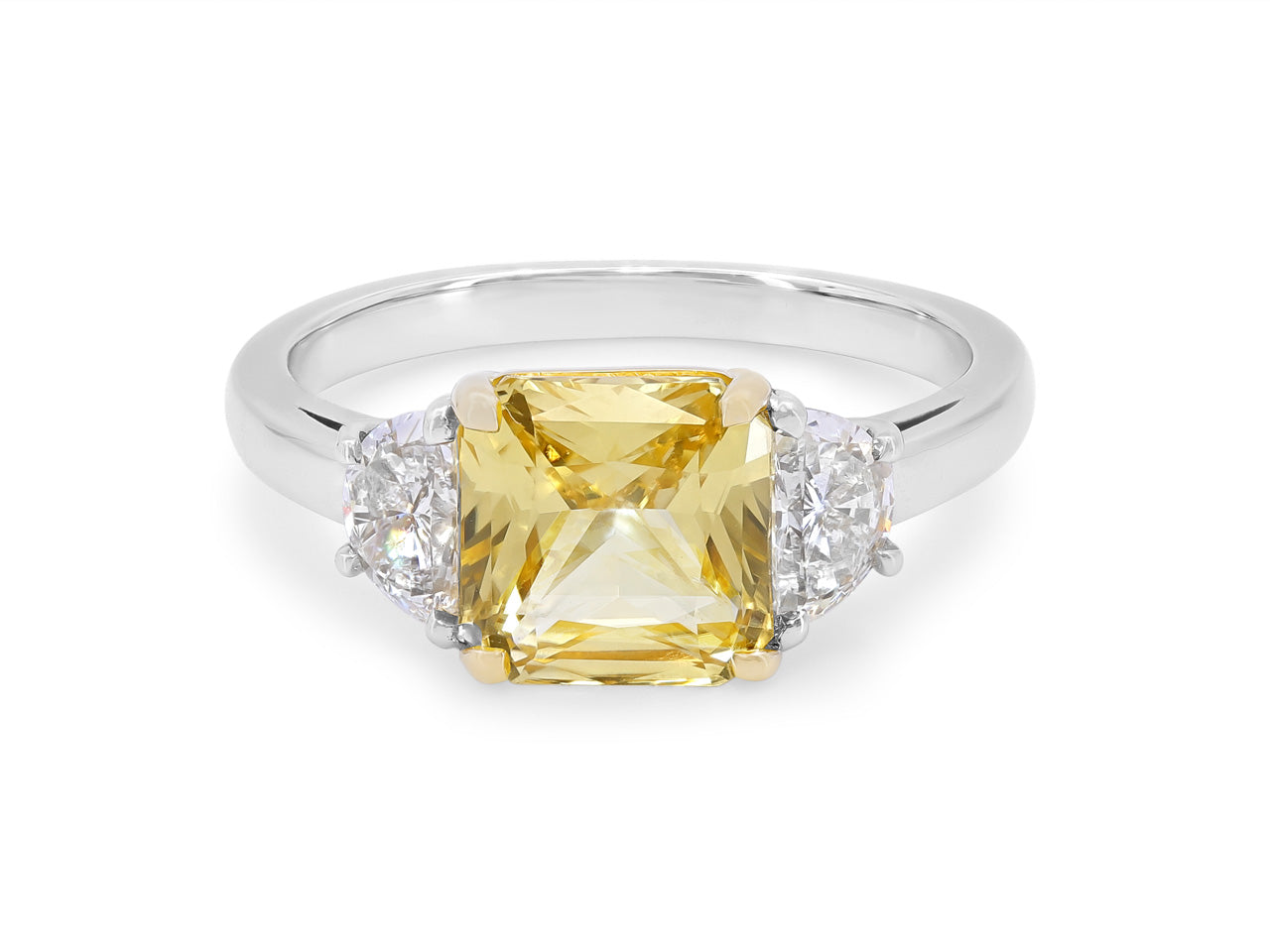 Yellow Sapphire, 2.78 carats, & Diamond Ring in Platinum & 18K Yellow Gold