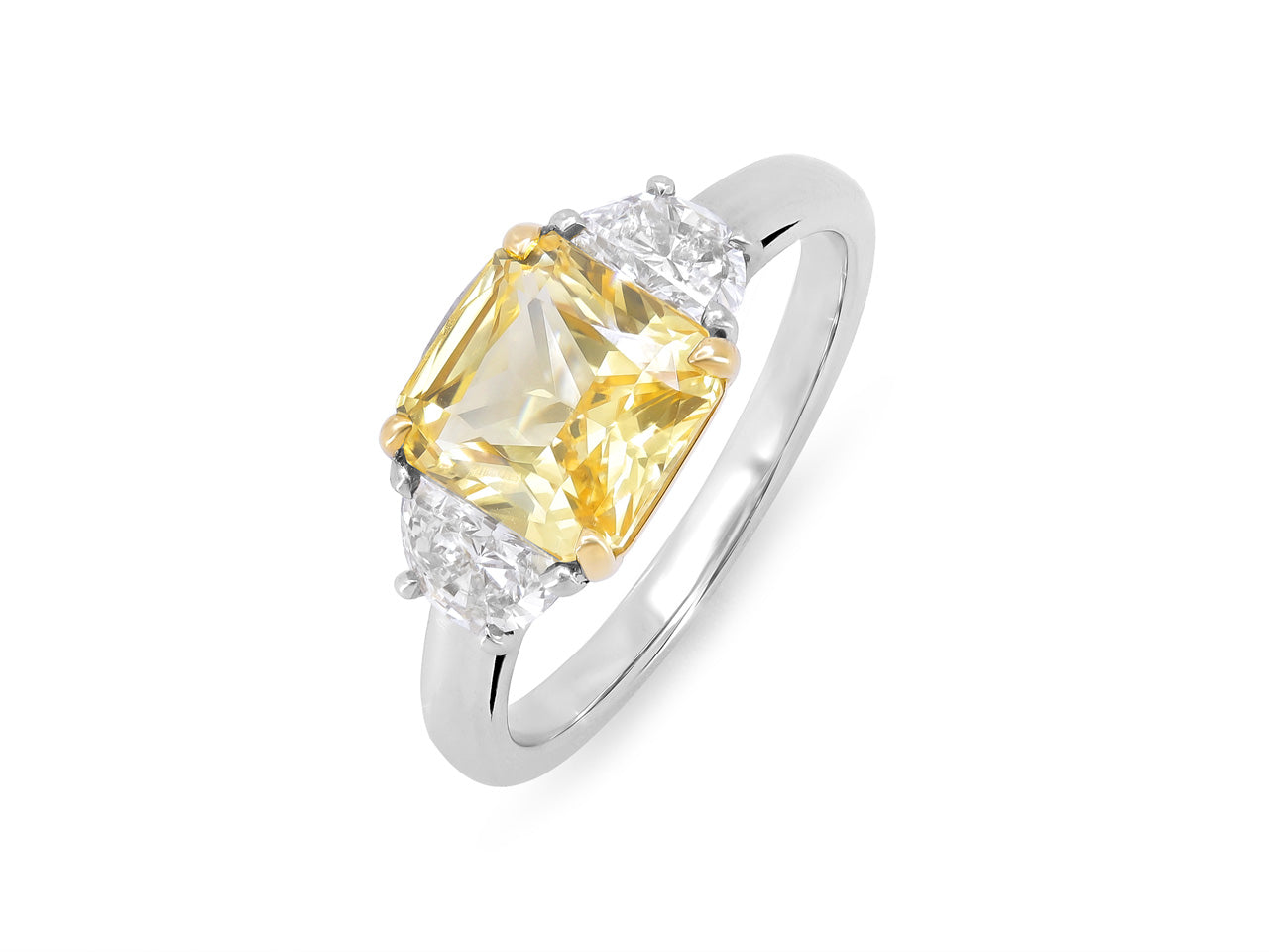 Yellow Sapphire, 2.78 carats, & Diamond Ring in Platinum & 18K Yellow Gold