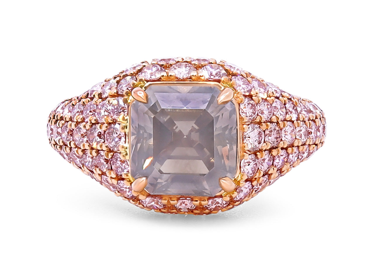Gray Diamond, 3.00 cts, & Pink Diamond Pavé Ring in 18K Rose Gold