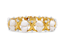 Load image into Gallery viewer, Freshwater Pearl &amp; Diamond Bracelet in 18K Yellow Gold, by Ruser
