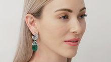 Load and play video in Gallery viewer, Kazanjian Carved Emerald, 57.88 carats, and Diamond Earrings in Platinum
