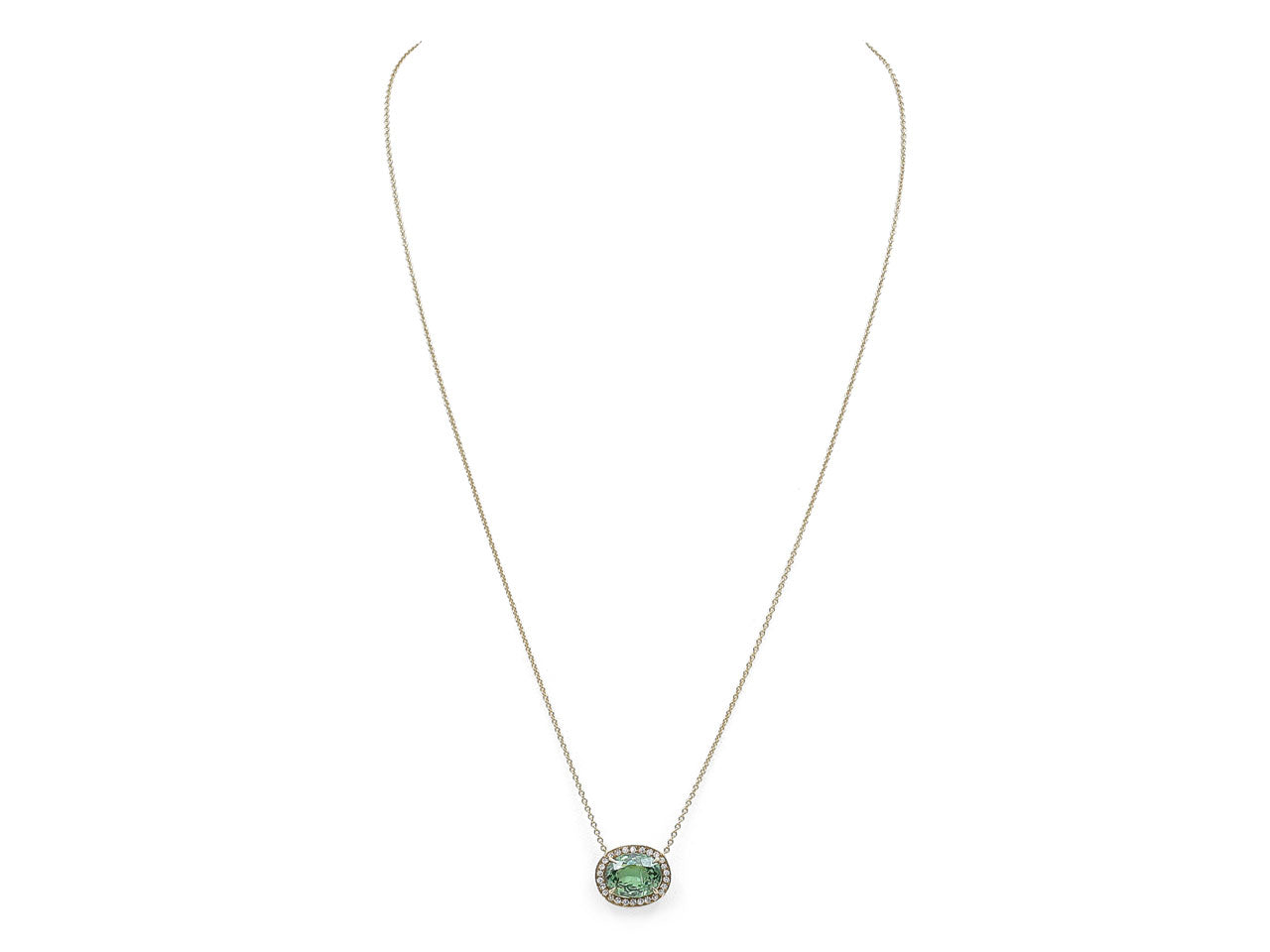 Demantoid Garnet Pendant Necklace, in 18K Yellow Gold