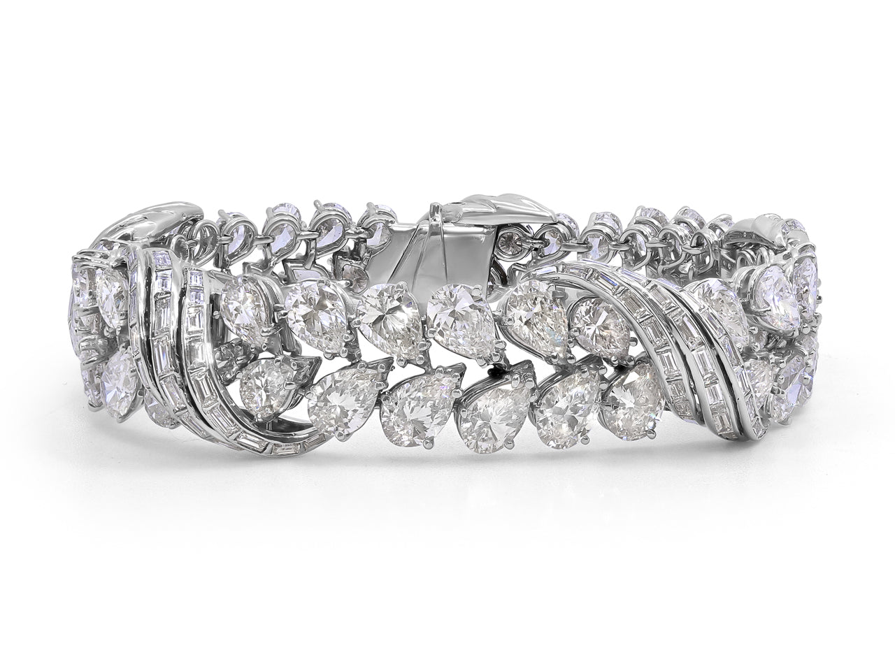Pear & Baguette Cut Diamond Bracelet, in Platinum