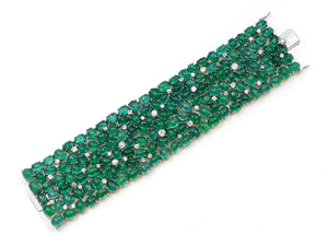 Kazanjian Cabochon Emerald & Diamond Bracelet in Platinum