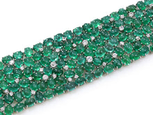 Load image into Gallery viewer, Kazanjian Cabochon Emerald &amp; Diamond Bracelet in Platinum
