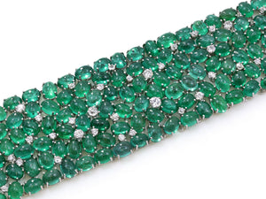 Kazanjian Cabochon Emerald & Diamond Bracelet in Platinum